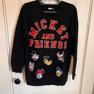 “Vintage” Mickey and Friends Black Embroidered Sweatshirt